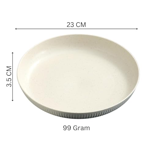 Image of Wheat Straw Dinner Plate Set, Eco-Friendly Dinner Set Round Serving Plate, Dishwasher & Microwave Safe - Perfect for Dinner Dishes Deep Plates Easy to Clean (Cream - 4pcs, Medium)