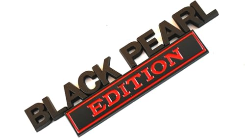 Image of Pirate Plus Black Pearl Edition Trunk Side Rear Front Hood Door Emblem Decal 3D Letter Badge Sticker (Black Red)