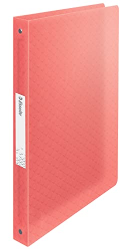 Esselte Ringordner, 140 Blatt Kapazität, 25 mm Rückenbreite, A4-Ordner mit 4 Ringen, Soft Cover, für Zuhause/Büro, zur Schreibtischorganisation, Colour'Breeze Serie, Koralle, 628437