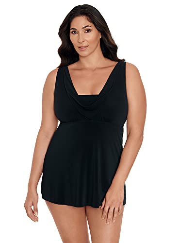 Longitude Women's Swimwear Cowl Neck Soft Cup Long Torso Swimdress