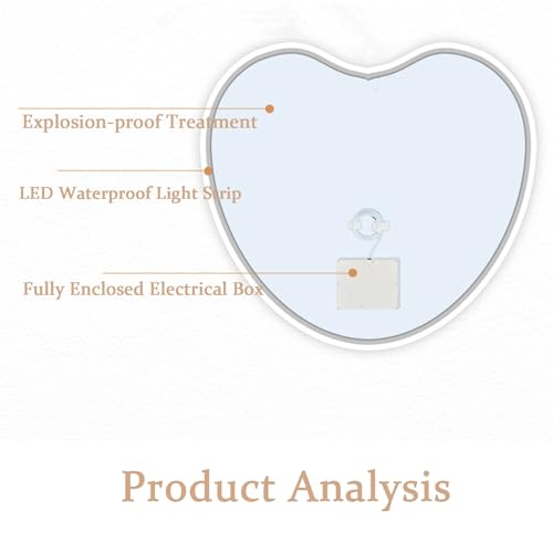 Miroir sans cadre design luxe diamant avec éclairage LED blanc 20in - 8
