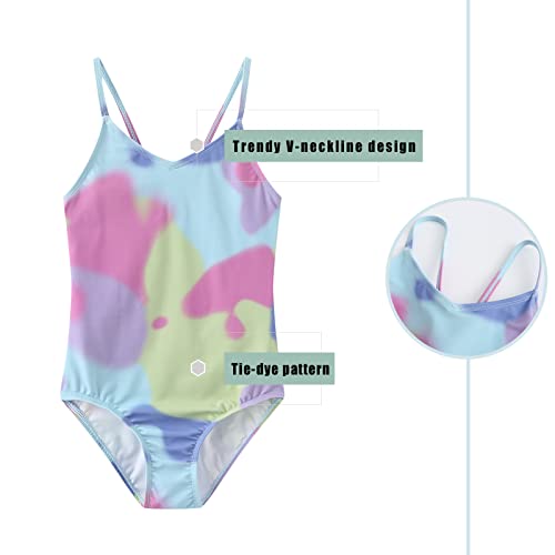 Image of Girls One Piece Swimsuits Hawaiian Floral Bathing Suit for Kids Adjustable Straps Swimwear 3-16 Years