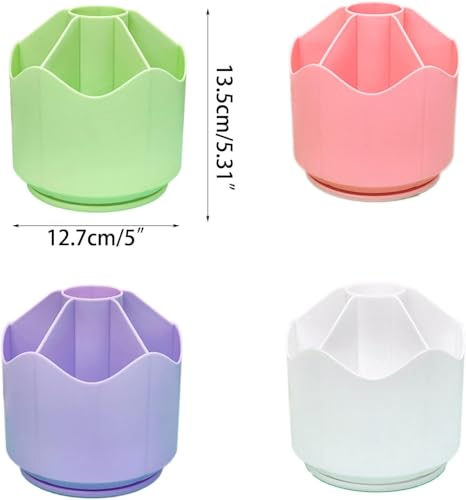 Image of AccuPrints Sumiko Desk Organizer Pen Holder, Green, Plastic, Multi-Compartment, Cylindrical, 13.5x12.7 cm, Matte Finish, Freestanding (Purple)