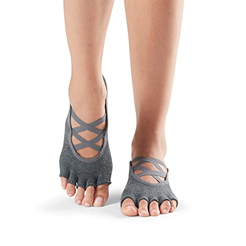 Image of toesox Elle Half Toe Grip Socks - Non-Slip Grip Sole for Yoga, Pilates, Gym - Non Skid Open Toe Socks for Women