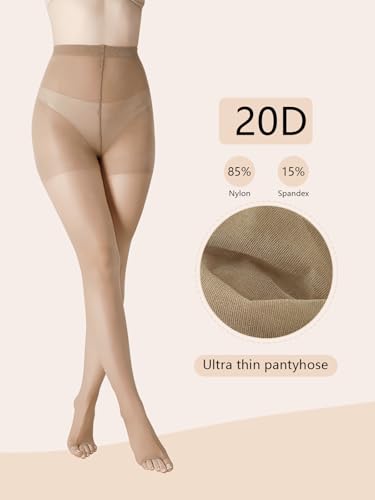 2 Pairs Women's Toeless Pantyhose - 20D Open Toe Sheer Tights Nylons Stockings with Control Top2