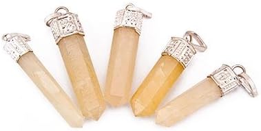 Golden Quartz Pencil Shaped Pendant Charm Healing Energy Meditation Reiki Metaphysical Stones (Golden Quartz)