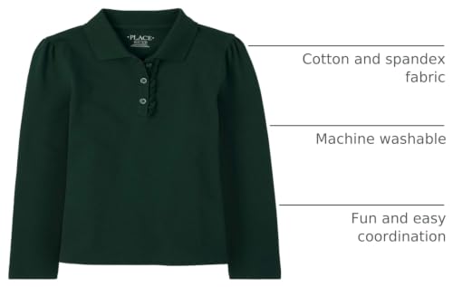 Image of The Children's Place Girls' Uniform Long Sleeve Ruffle Pique Polo