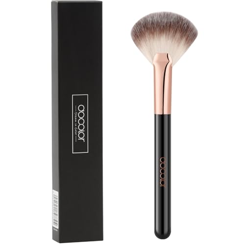 docolor Highlighter Brush Fan Brush Blush Brush Setting Makeup Brush Face Makeup Brush Synthetic Bristles For Powder, Bronzer, Highlight, Contour, Professional Make Up Brush Wooden handle