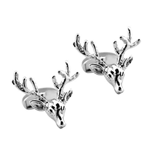 Esquirla Camisa masculina com abotoaduras de animais para presente de casamento Chrismas E veado