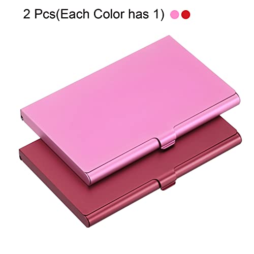 PATIKIL Business Card Holder, 2 Pack Aluminum Metal Card Case Professional Slim Pocket Card Holder for Name Card Credit Card Red, Pink - Image 3