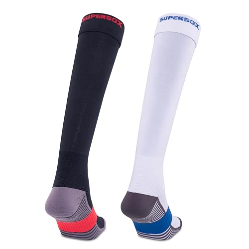 Image of Supersox Unisex Kid's Football Socks - Knee Length Socks with Cushioned Sole, Odour Free & Superior Grip Uniform Stockings for Football /Soccer, Pack of 2
