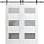 VDOMDOORS Modern Double Barn Door 72 x 80 inches with Opaque Glass/Sete 6003 White Silk / 13FT Rail Track Set/Solid Panel Interior Doors
