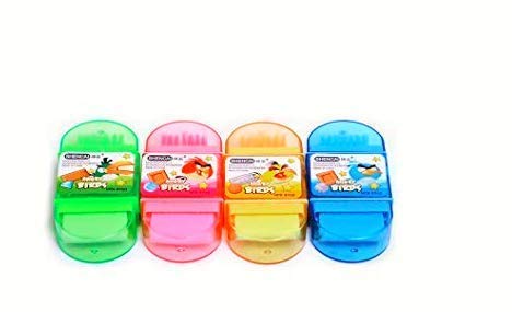 Kunslter Kids 3 in 1 Eraser, Sharpener and Brush for School 0Going Kids or Birthday Return Gift (3 in 1 Eraser Sharpener- (Pack of 4)