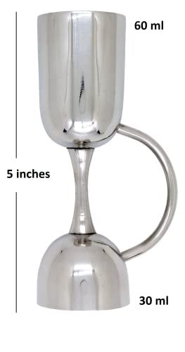 Image of Peg Measurer, Jigger, Made of Stainless Steel, Chrome Finish, with Handle, 30 ml / 60 ml