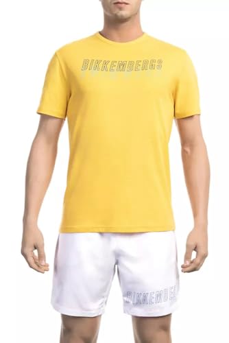 T-shirt en coton jaune Bikkembergs pour homme - Haut d'été casual et élégant