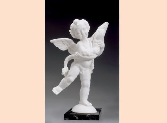 ArteSacraCaravaggio - Escultura clásica 'Putto con delfín', 28 cm (11,02 pulgadas), en polvo de alabastro, base de mármol, artesanal, Made in Italy