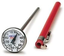 Vee Gee 82550DG Dual Range Dial Thermometer, 2" Dial Diameter, 10 to 290 Degree C/50 to 550 Degree F Range, 5 Degree C/5 Degree F Subdivision, 8" Stem Length, 0.138" Stem Diameter