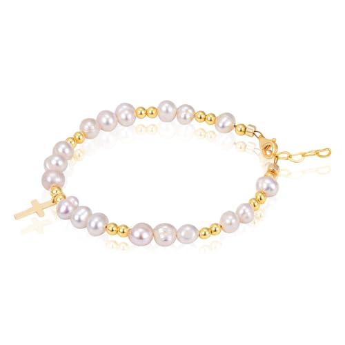 Image of Baby Crystals 14K Gold Plated Bracelets for Girls or Boys, Christening, Communion, Keepsake Birthday Jewelry, Baptism Gifts for Girl, Newborn, Toddler, Baby Bracelets for Infant Girls
