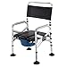 DYNN Sedia da Comodino Pieghevole da Comodino in Lega di Alluminio per Anziani Sedia da Toilette per Doccia Regolabile in Altezza con Secchio Staccabile