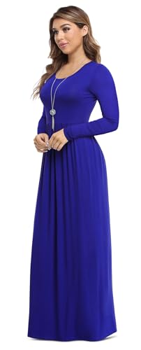 Image of VIISHOW Women's Long Sleeve Loose Plain Maxi Dresses Casual Long Dresses with Pockets