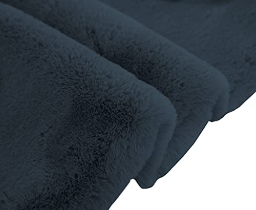Image of Luxe Home Rabbit Fur Soild Bath Mat Super Soft, Anti-Slip, Washable, Rectangle, for Bathroom Door Mate, Bedroom Door Mats (Anthra, 40x60 cm)
