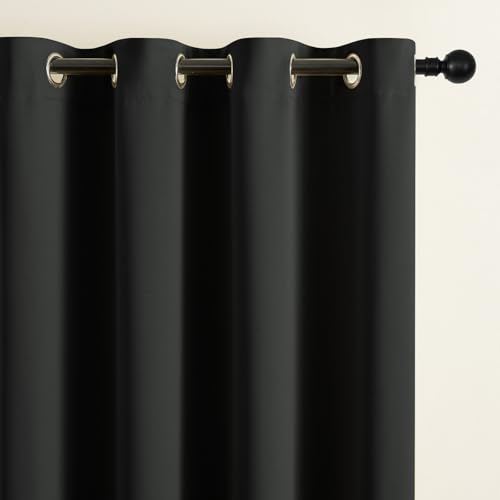 Image of IVAZA Living Room Bedroom Room Darkening Thermal Insulated Polyester Solid Blackout Curtain Noise Reducation Long Door Curtain 9 feet Set of 2