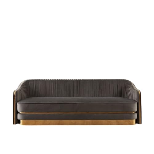 Clare Mushroom SS Gold Plated 3 Seater Sofa Adjustable | Comfortable | Backrest | Fluffy Lounge Home Dcor Bedroom | Dining | Drawing Hall Luxurious Couch