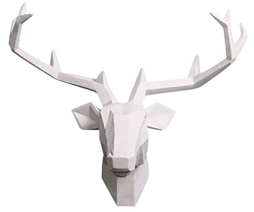 YJ Home Deer Head Wall Mounted - White Deer Head Sculpture,Stag Head Wall Decor (Large, White Deer 1) â€¦