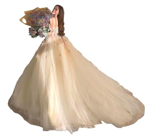 2023 Champagne Quincenera Dresses Off The Shoulder Princess Dresses Elegent Prom Ball Gowns with Train