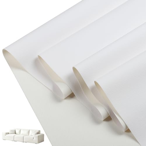 CDY Marine Vinyl Upholstery Fabric: 54x36 Soft Grain Faux Leather Waterproof Durable - Easy to Cut Marine Vinyl Faux Leather for Boat Car Owners Sofa DIY Upholstery (White 1 Yard54x36)
