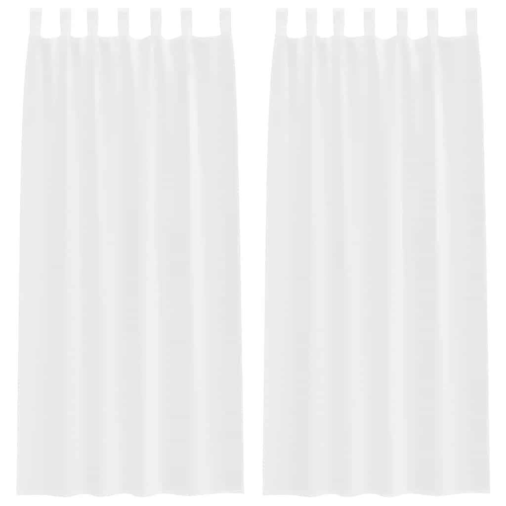 Cortina de gasa de poliéster blanco 225 x 140 cm, 2 piezas, con protección de privacidad y protección solar para salón, dormitorio, cocina, cortina con ojal y cinta fruncidora