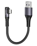 【L字型・短い20CM】CONMDEX USB A to USB C ケーブル 10Gbps高速転送 USB3.1 Gen2 3.1A QC3.0急速充電 90度直角設計 Android Auto/CarPlay対応 iPhone17/16/15シリーズ GalaxyなどType-C機種対応