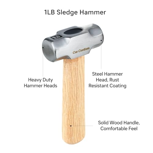 Sledge Hammer, Mini Sledge Hammer with Steel Hammer Head and Wood Short Handle, 1LB Crack Hammer for Striking & Home - Thumbnail 2