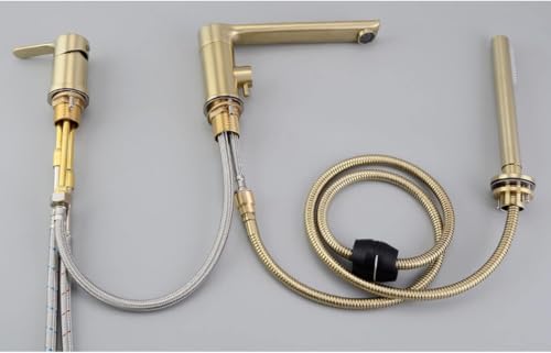 Robinet de baignoire 3 trous noir sur plan avec douchette extractible - 5