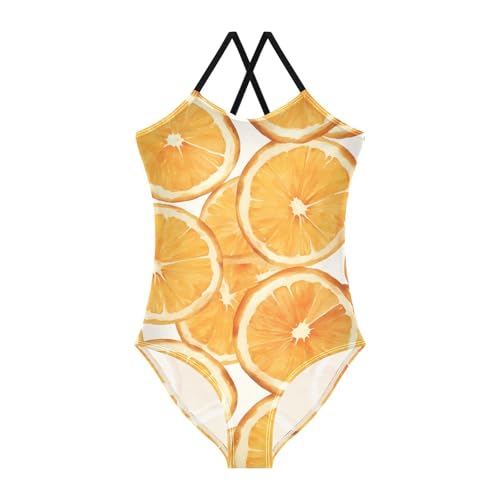 KLL Orange Slice Girl 1 Piece Bathing Suit Summer Swimming Suits Adjustable Strap UPF 50+