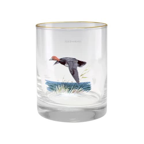 Culver Ned Smith 22K Gold Rim Waterfowl Dof Double Old-Fashioned Glasses, 13.5-Ounce, Assorted Set Of 4 #TOP4