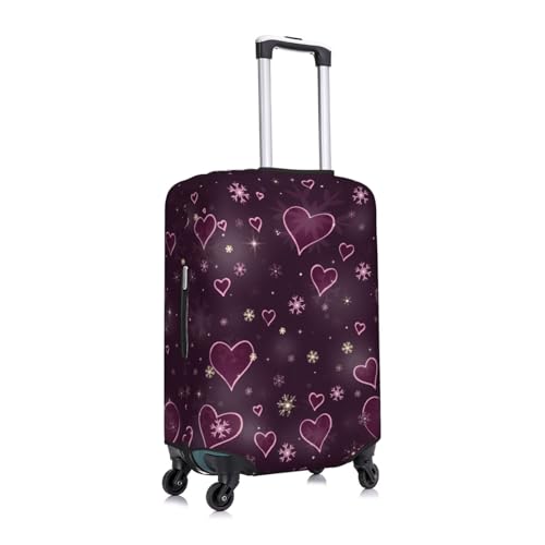 Snowflakes And Hearts Luggage Cover Protector Anti-Scratch Washable Fits 18-32 Inch Luggage-Medium3