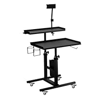 Poarmeey Premium Tattoo-Salon-Tablett, verstellbar, doppelstöckig, Workstation mit Rädern für Studio und Schönheitssalon