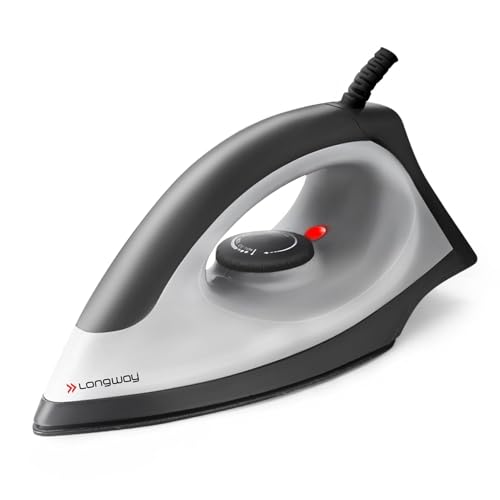 Longway Kwid Light Weight Non-Stick Teflon Coated Dry Iron, Electric Iron for Clothes | 2 Years Warranty (1100 Watt, Black)