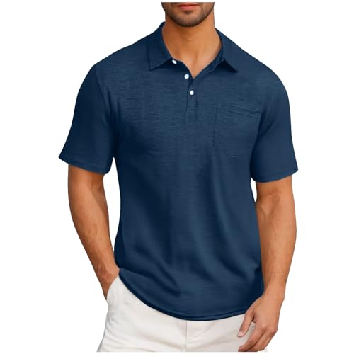 Polo de manga corta para hombre, transpirable, con cuello atlético, de algodón, de...