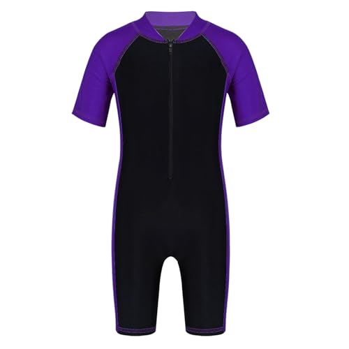 Image of Alvivi Kids Baby Boy Girls Short Sleeve Shorty Swimming Suit UV Sun Protective Zipper One Piece Swimsuit