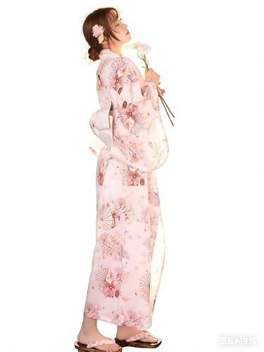 着物 浴衣 セット レディース 大人 浴衣セット フリーサイズ レトロ おしゃれ かわいい 可愛い 夏 花火大会 ゆかた (ライトピンク)の商品画像（Amazon）