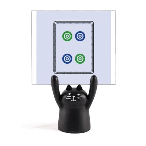 Porte-mémo Mahjong chat noir à pois avec 4 carreaux pour bureau