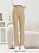 Haloumoning Toddler Baby Girl Flare Pants Kids Ribbed Elastic Waist Leggings Bowtie Bell Bottom 2-10T Khaki