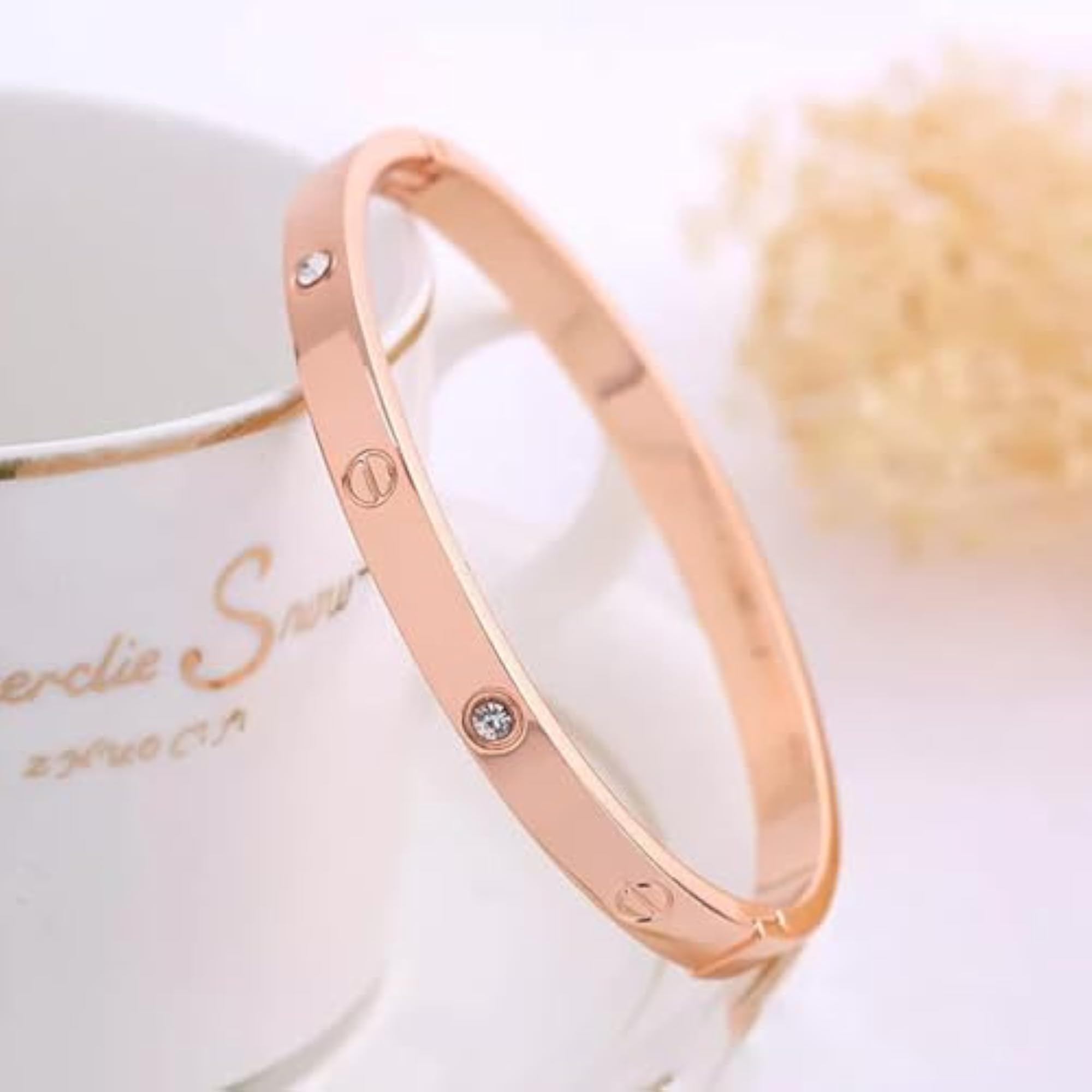 Stylish Stainless Steel Bangle Bracelet (Rose Gold)