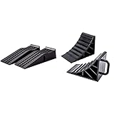 cartrend 10639 PKW Auffahrrampen-Set 3 Tonnen, bis 235 mm, Hebebühne, Kunststoff KFZ Rampe, mit Überfahrschutz, 2 Stück & ProPlus Unterlegkeil aus Kunststoff mit Griff, 2 Stück