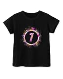 Habudda Birthday Girl Shirt 7th Birthday Shirts Gift for 7 Year Old Girls Toddler Kids Clothes Short Sleeve Cotton T-Shirt 7Y