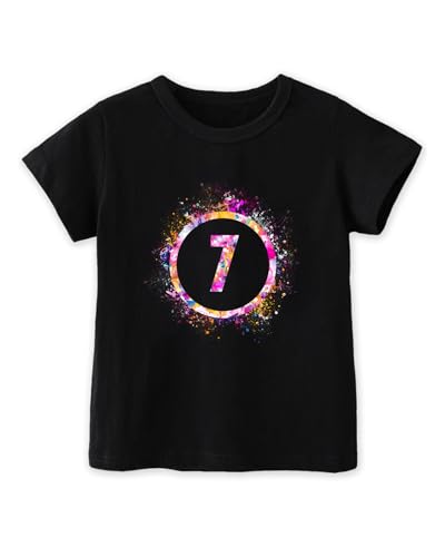 Habudda Birthday Girl Shirt 7th Birthday Shirts Gift for 7 Year Old Girls Toddler Kids Clothes Short Sleeve Cotton T-Shirt 7Y