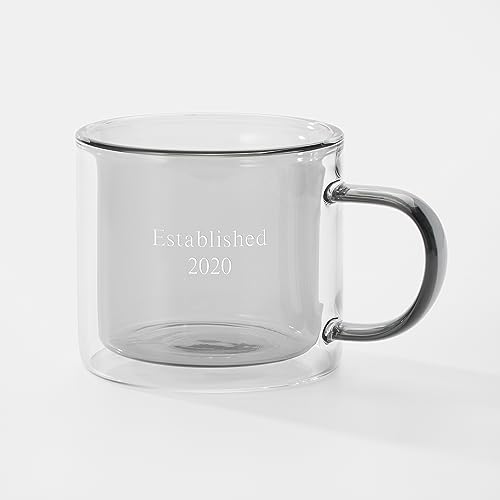 Taza de vidrio gris doble pared 8 oz miniatura 1