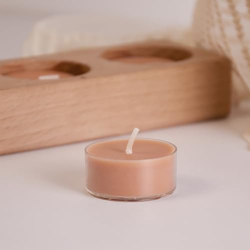 DEYBBY 天然ベルベットウッド香り付きソイワックスティーライトキャンドル バルク、アロマセラピーラグジュアリーティーキャンドルセット 36-4時間燃焼する素晴らしいギフト [2]